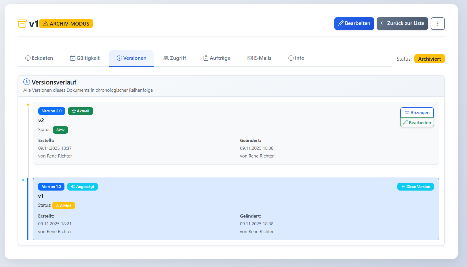 Dokumenten-Versionshistorie